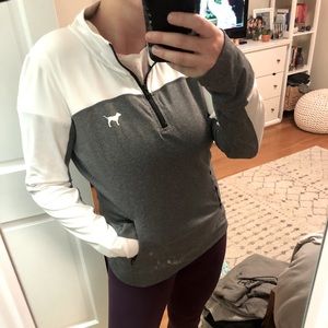 PINK white & grey quarter zip jacket